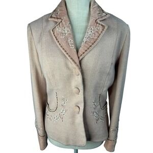 Chadwick's Beaded Floral Embellished Blazer Jacket Evening Party Occasion